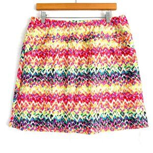 B SKINZ Provence Abstract Pattern Stretch Lined Shorts Pockets Tennis Skort L